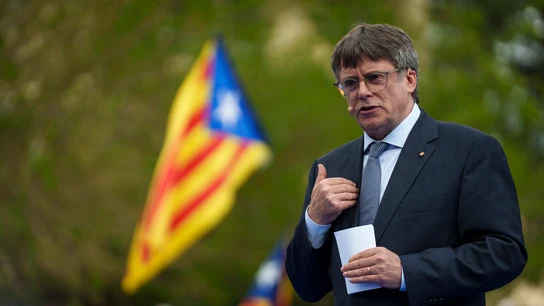 El candidato de Junts y expresidente de la Generalitat, Carles Puigdemont, en el acto en el que anunció su candidatura El candidato de Junts y expresidente de la Generalitat, Carles Puigdemont, en el acto en el que anunció su candidatura