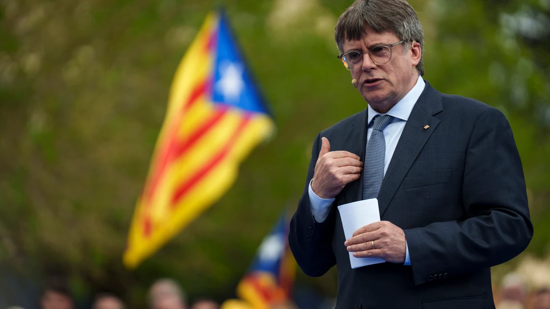  El candidato de Junts y expresidente de la Generalitat, Carles Puigdemont, en el acto en el que anunció su candidatura