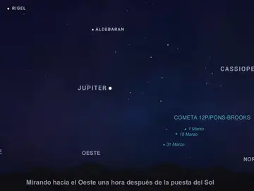Mapa de observación del cometa 12p/Pons-Brooks Mapa de observación del cometa 12p/Pons-Brooks