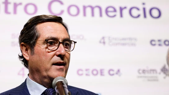 El presidente de la CEOE, Antonio Garamendi, durante una comparecencia El presidente de la CEOE, Antonio Garamendi, durante una comparecencia