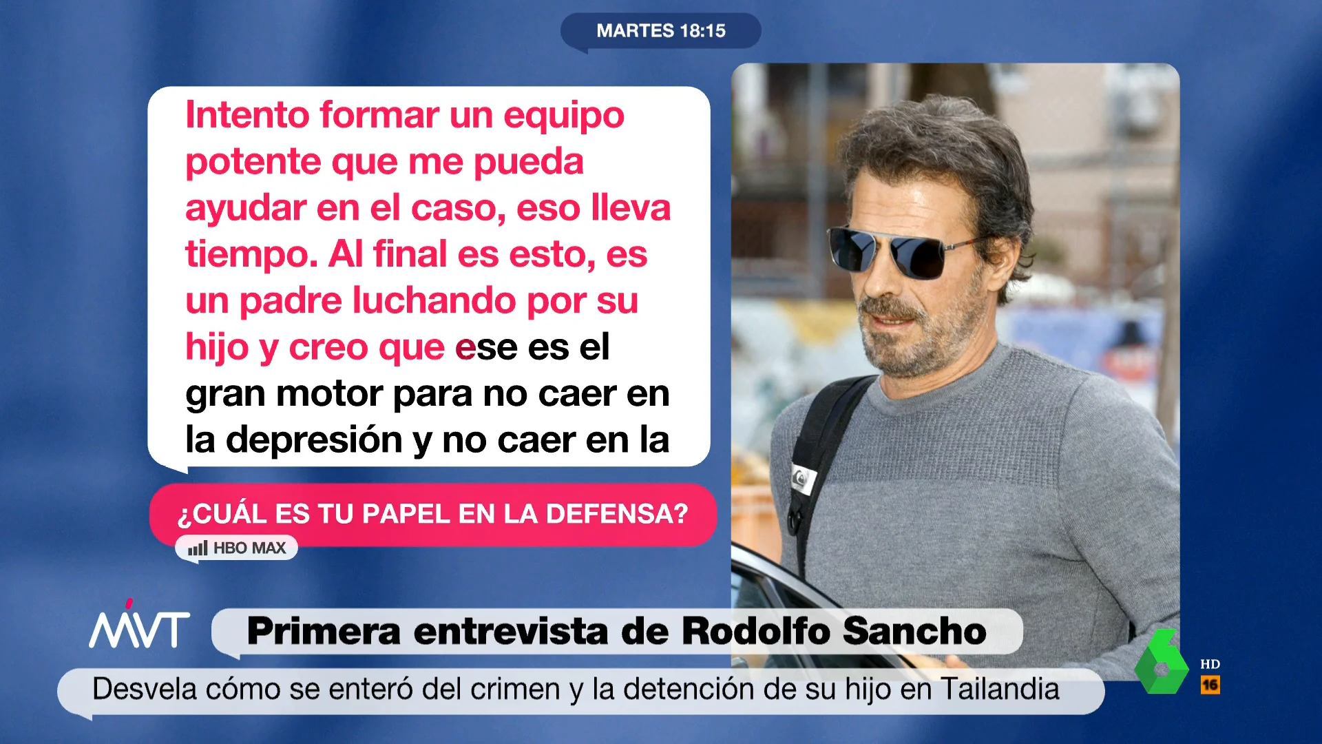 En este vídeo, Más Vale Tarde analiza un fragmento de la entrevista a Rodolfo Sancho como parte del documental de HBO sobre el 'caso Daniel Sancho' en el que explica el papel que está jugando en la defensa de su hijo.