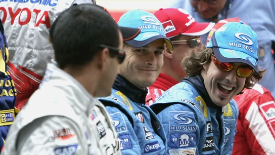 Juan Pablo Montoya, Giancarlo Fisichella y Fernando Alonso Juan Pablo Montoya, Giancarlo Fisichella y Fernando Alonso