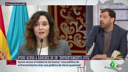 El análisis de Valdivia sobre Ayuso: "Habla de guerras, de dictaduras... Ella es la máxima defensora del blanqueamiento a Vox en España" El análisis de Valdivia sobre Ayuso: "Habla de guerras, de dictaduras... Ella es la máxima defensora del blanqueamiento a Vox en España"
