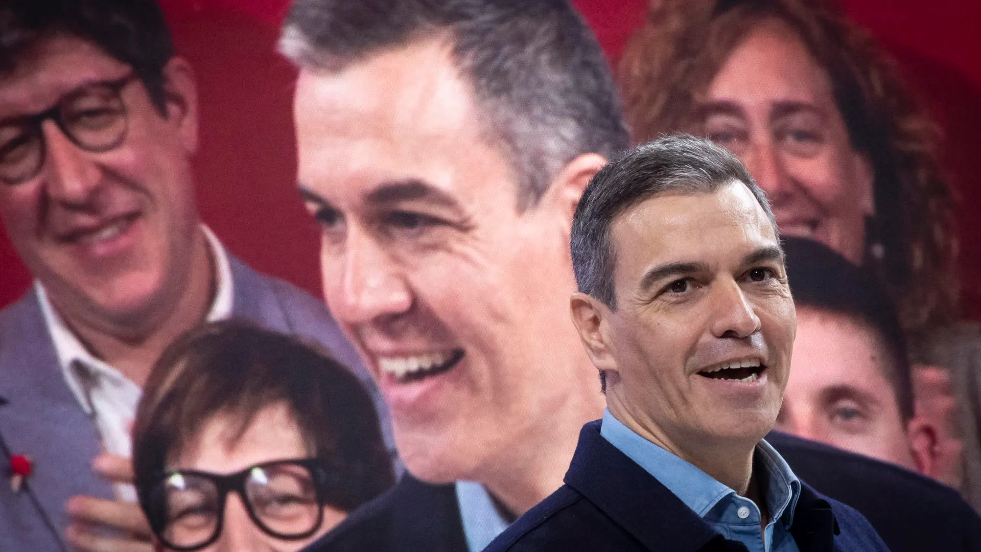 El presidente del Gobierno, Pedro Sánchez, durante un acto electoral en San Sebastián