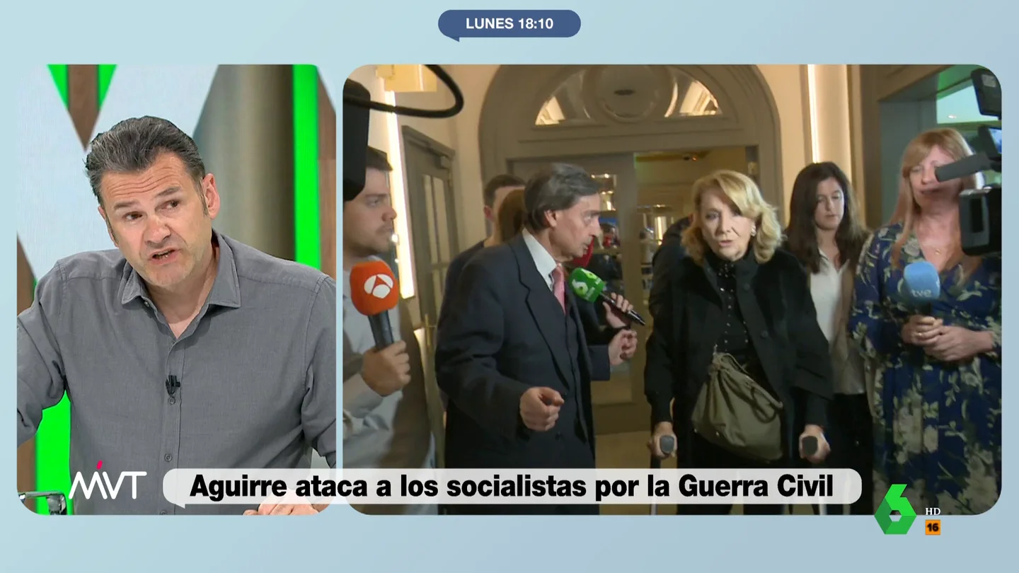 Iñaki López responde a Esperanza Aguirre tras culpar al PSOE de la Guerra Civil "Es lo que nos faltaba por escuchar", reacciona rotundo Iñaki López en este vídeo de Más Vale Tarde a las declaraciones de Esperanza Aguirre donde asegura que la Guerra Civil comienza con "el golpe de Estado del PSOE en el 34".