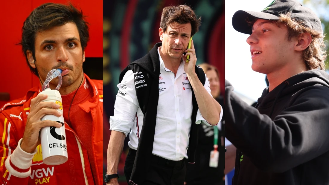 Carlos Sainz, Toto Wolff y Andrea Kimi Antonelli 