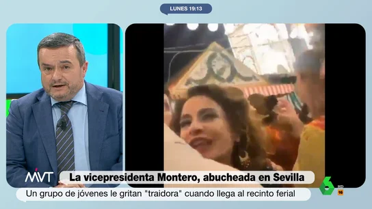 Chema Crespo, sobre el joven que increpó a Montero en la Feria de Abril Más Vale Tarde analiza los gritos de "traidora" de un grupo de jóvenes a María Jesús Montero en la Feria de Abril, un episodio que Chema Crespo define en este vídeo con un contundente "vergüenza ajena" e Iñaki López como "lamentable".