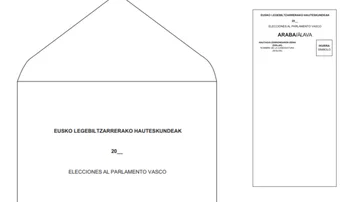 Modelo de papeletas y sobres para las elecciones al Parlamento vasco de 2024