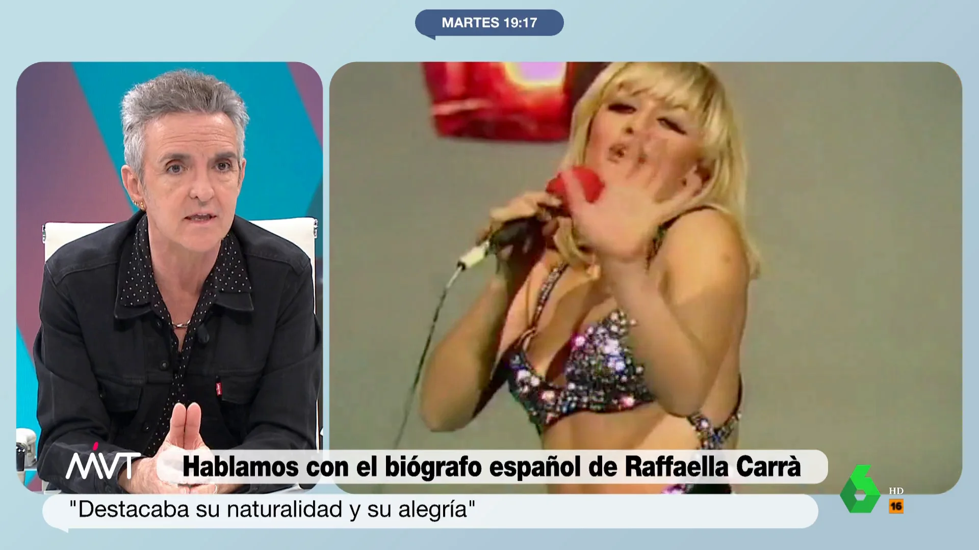 Ramoncín recuerda junto a Pedro Ángel Sánchez, el biógrafo de Raffaella Carrà, la actuación que hizo junto a la cantante italiana, a la que guarda mucho cariño: "Era una persona con una capacidad de reacción que era tremenda", comenta.