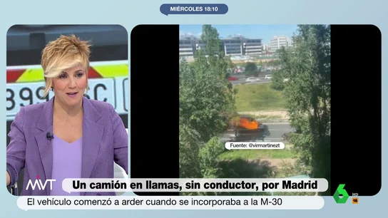 Cristina Pardo ironiza sobre el camión en llamas por la M11 Cristina Pardo ironiza sobre el camión en llamas por la M11