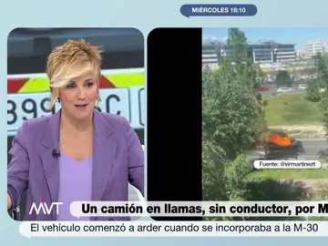 Cristina Pardo ironiza sobre el camión en llamas por la M11