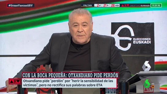 ARV- Ferreras, tajante tras las declaraciones de Otxandiano (EH Bildu): "Siguen sin aprobar la asignatura ética" ARV- Ferreras, tajante tras las declaraciones de Otxandiano (EH Bildu): "Siguen sin aprobar la asignatura ética"