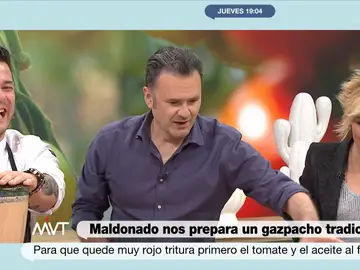 Iñaki López y Cristina Pardo alucinan con el gazpacho de Carlos Maldonado