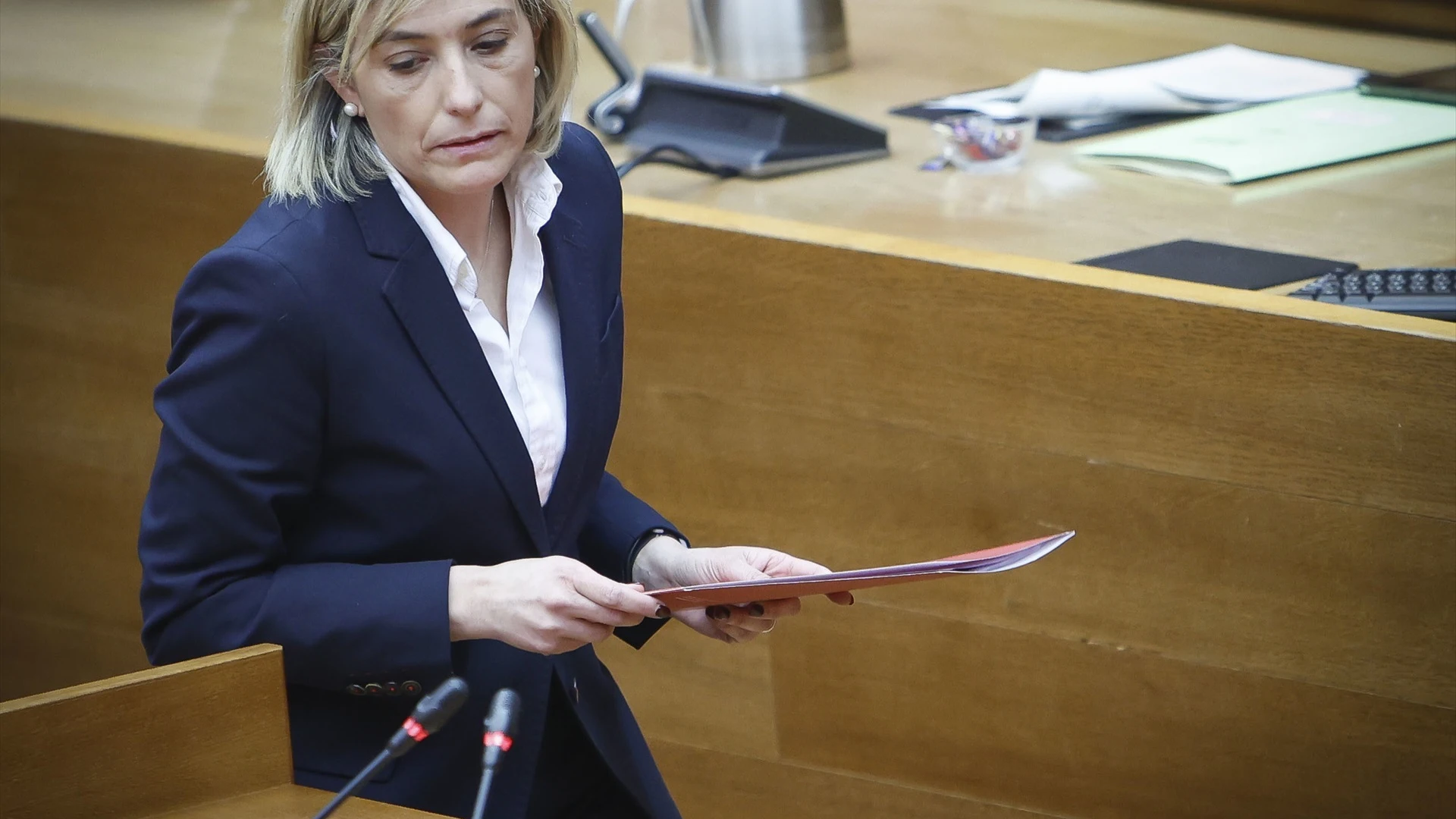La consellera Elisa Núñez en el pleno de Les Corts.