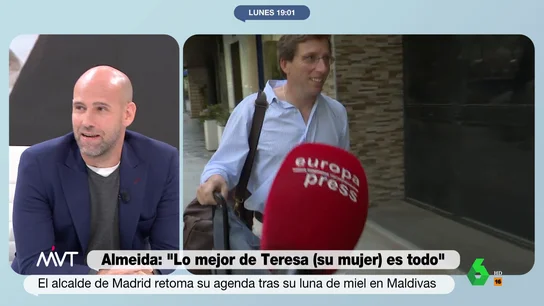 Gonzalo Miró reacciona al falso embarazo de Teresa Urquijo y Almeida José Luis Martínez-Almeida y Teresa Urquijo ya han vuelto de su luna de miel, lo que ha disparado los rumores y bulos sobre un supuesto embarazo. En este vídeo, Más Vale Tarde los analiza, con consejo de Iñaki López al alcalde incluido.