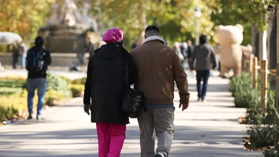 Imagen de archivo de una pareja paseando por el Parque del Retiro en Madrid. Imagen de archivo de una pareja paseando por el Parque del Retiro en Madrid.