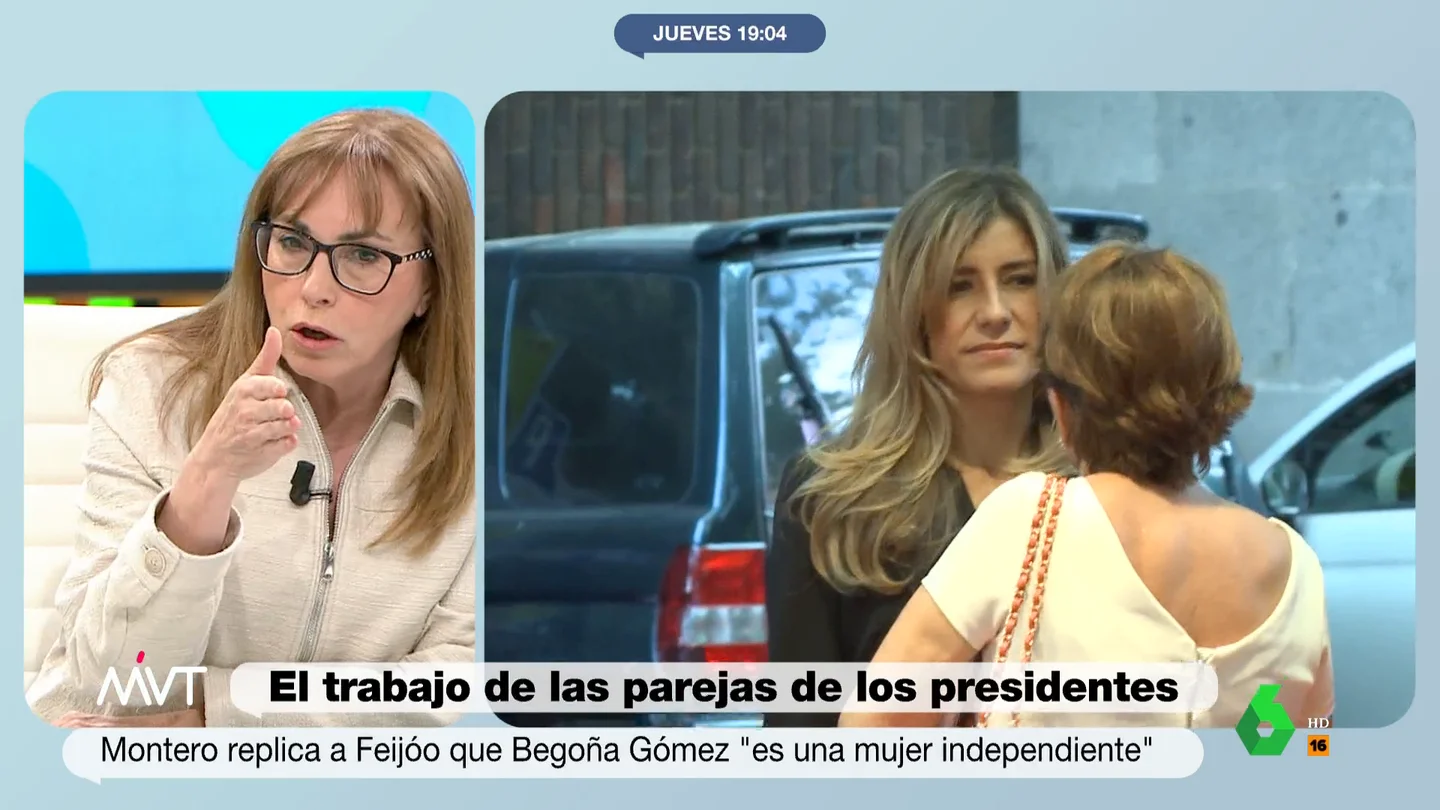 Angélica Rubio, tajante: "Feijóo dice que la mujer del presidente del Gobierno no puede trabajar, ¿y la suya sí?" "¿Por qué la mujer de Feijóo no dejó de trabajar mientras fue presidente de la Xunta? ¿Esto solo vale para mujeres de los presidentes de Gobierno?", se pregunta Angélica Rubio. Su reflexión al completo, en este vídeo de Más Vale Tarde.