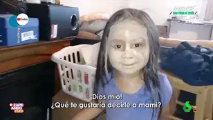 Así acaba una niña tras experimentar con los productos de maquillaje de su madre