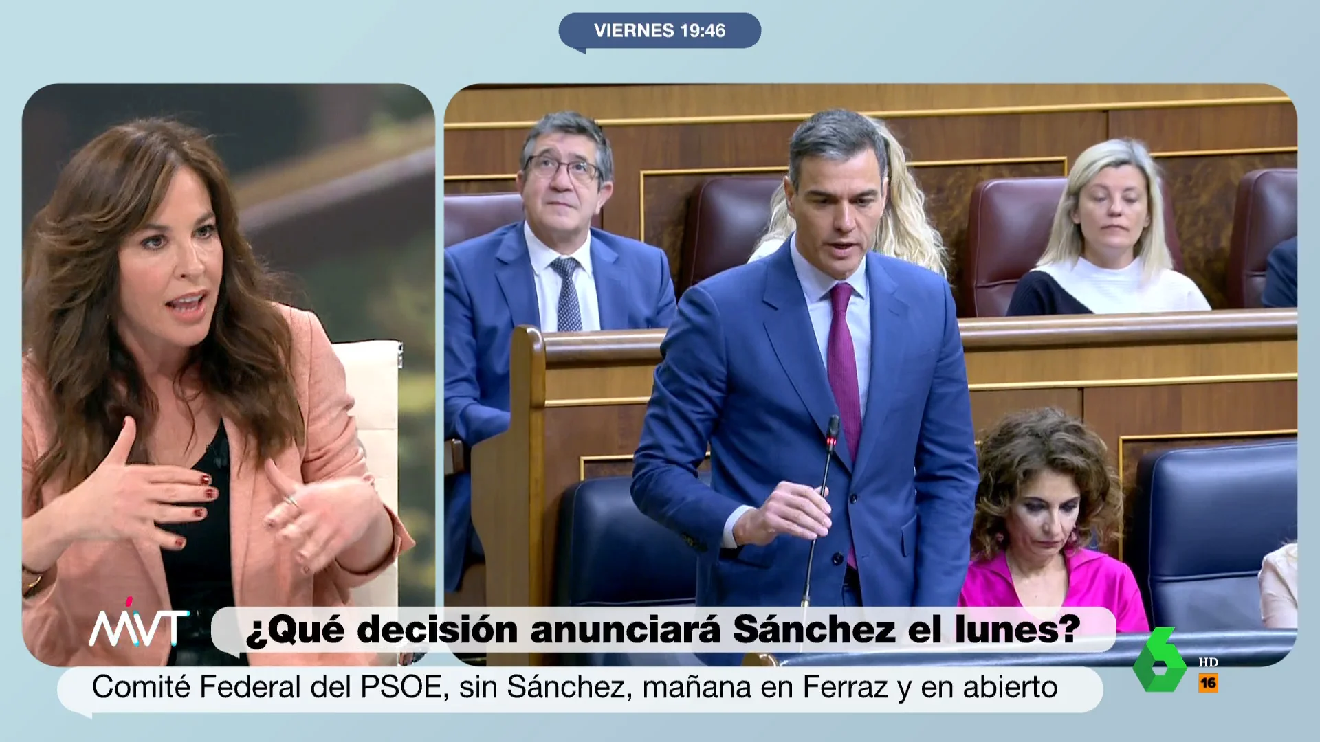 Mamen Mendizábal opina que Sánchez no va a dimitir