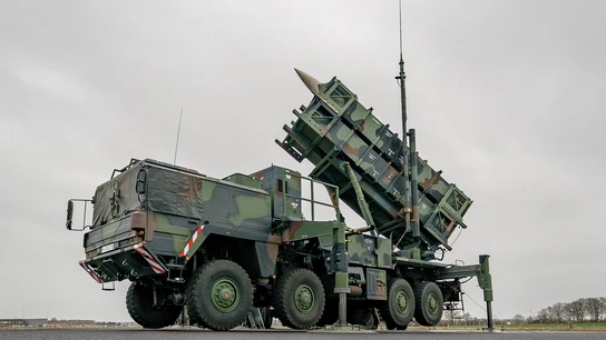 Imagen de archivo de sistema de misiles antiaéreos 'Patriot' en Alemania Imagen de archivo de sistema de misiles antiaéreos 'Patriot' en Alemania