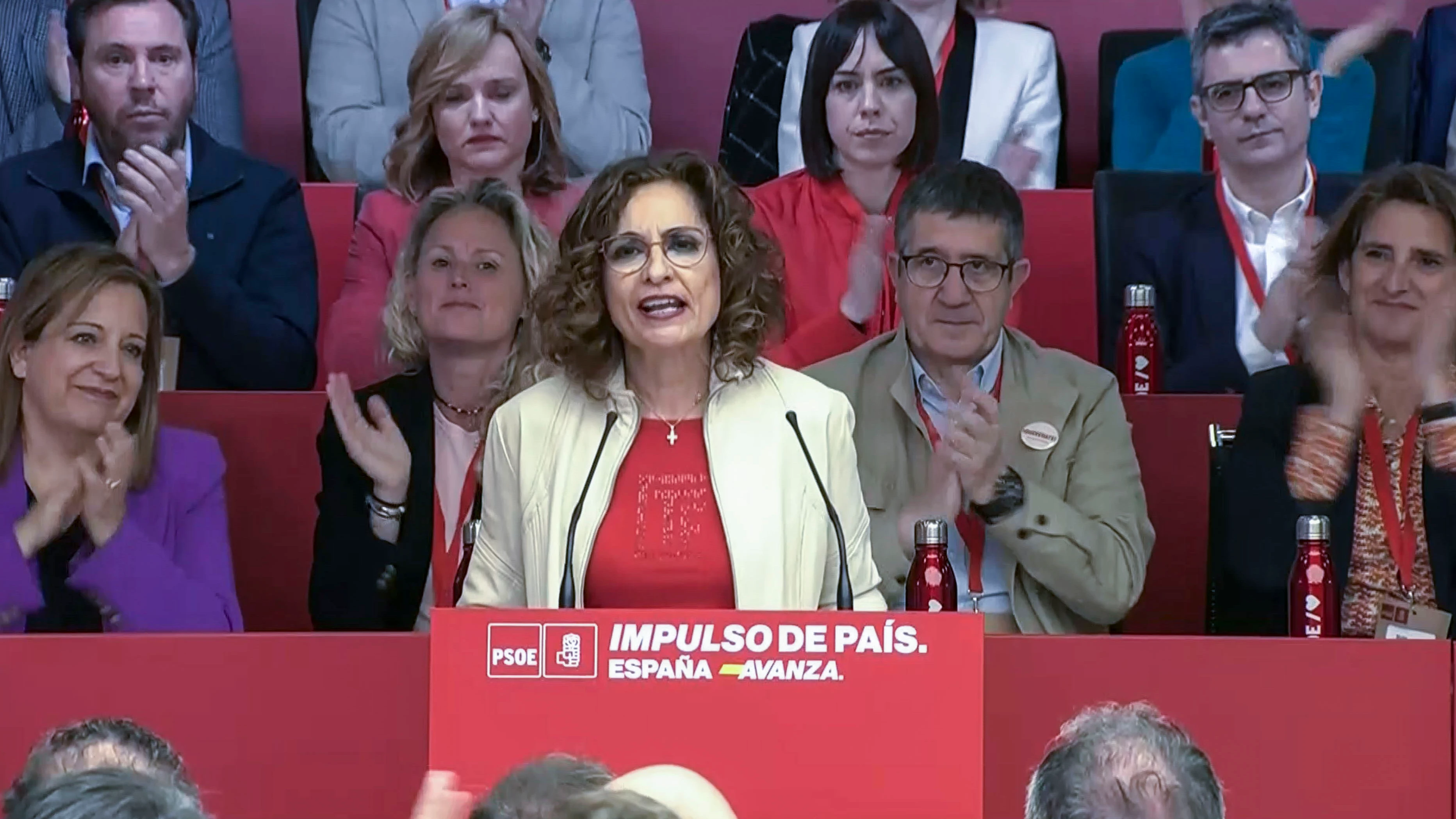 La vicepresidenta primera del Gobierno y número dos del PSOE, María Jesús Montero, durante su intervención en el Comité Federal