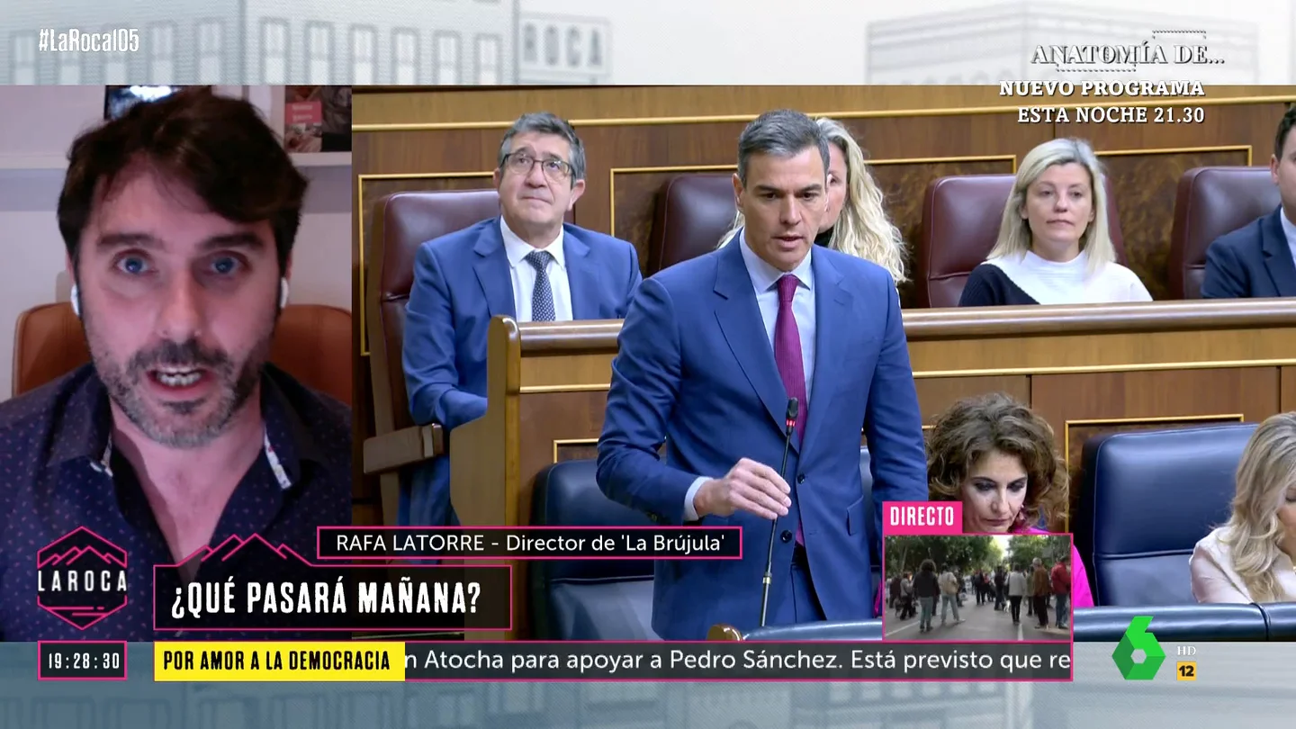 Rafa Latorre, sobre Pedro Sánchez: "Si quería dar pena, creo que lo está consiguiendo" Rafa Latorre, sobre Pedro Sánchez: "Si quería dar pena, creo que lo está consiguiendo"