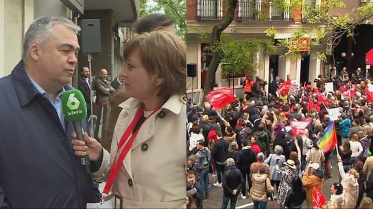 Santos Cerdán, secretario de organización del PSOE, junto a Esther Redondo en la sede de partido en la calle Ferraz Santos Cerdán, secretario de organización del PSOE, junto a Esther Redondo en la sede de partido en la calle Ferraz