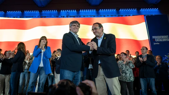 El expresident y cabeza de lista de JxCat para el 12M, Carles Puigdemont, en el mitin de Argelers Sur Mer El expresident y cabeza de lista de JxCat para el 12M, Carles Puigdemont, en el mitin de Argelers Sur Mer