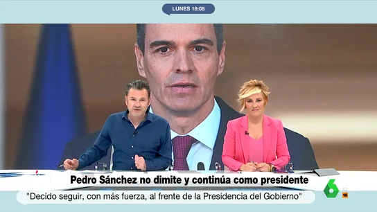 MVT Cristina Pardo, tras la comparecencia de Pedro Sánchez: "Regeneración sin prensa ni preguntas" MVT Cristina Pardo, tras la comparecencia de Pedro Sánchez: "Regeneración sin prensa ni preguntas"