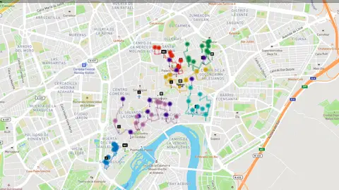 Mapa con las rutas de los Patios de Córdoba 2024 Mapa con las rutas de los Patios de Córdoba 2024