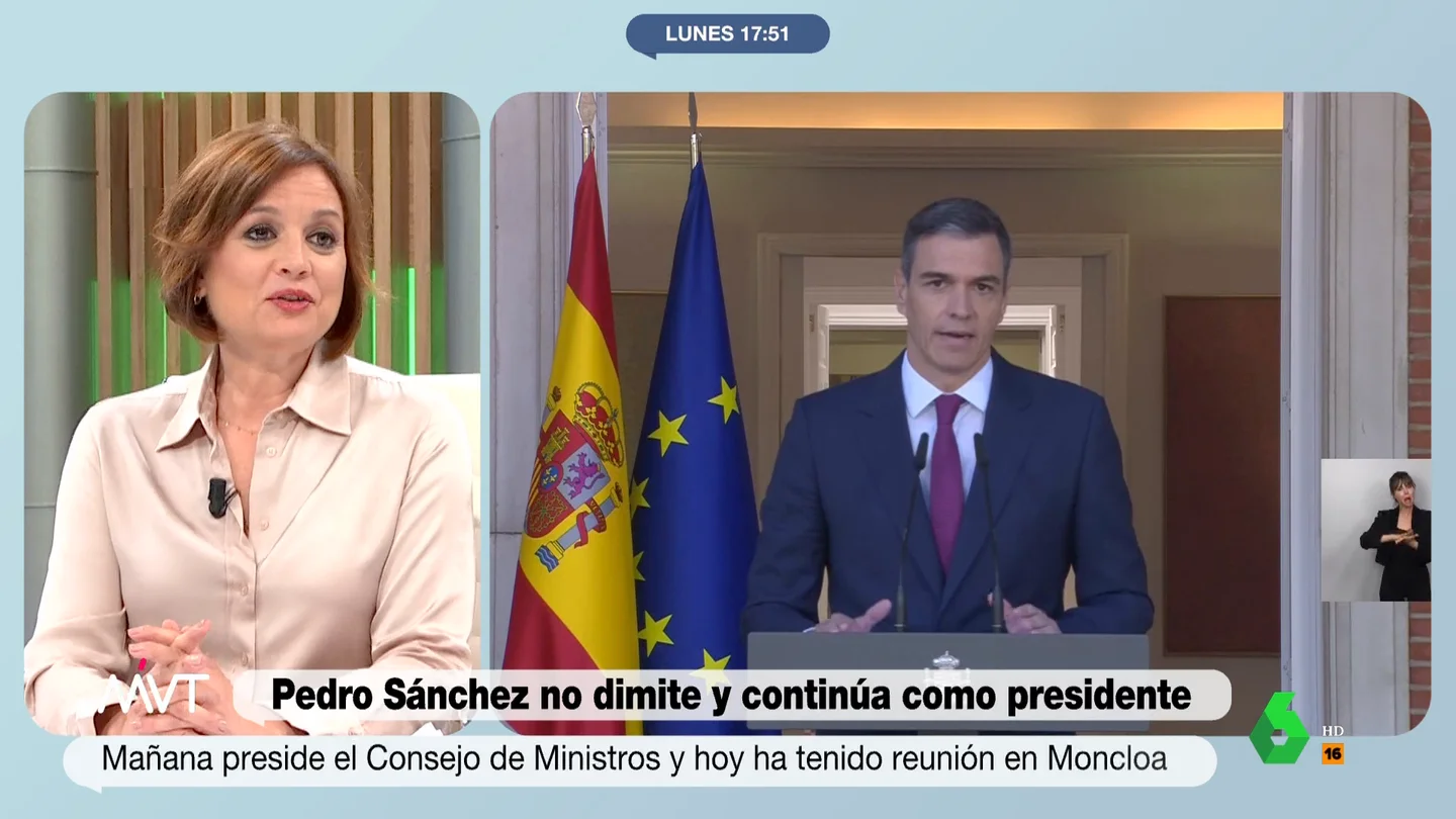 Esther Redondo desvela la respuesta del "entorno más cercano" de Pedro Sánchez tras su decisión Esther Redondo desvela la respuesta del "entorno más cercano" de Pedro Sánchez tras su decisión