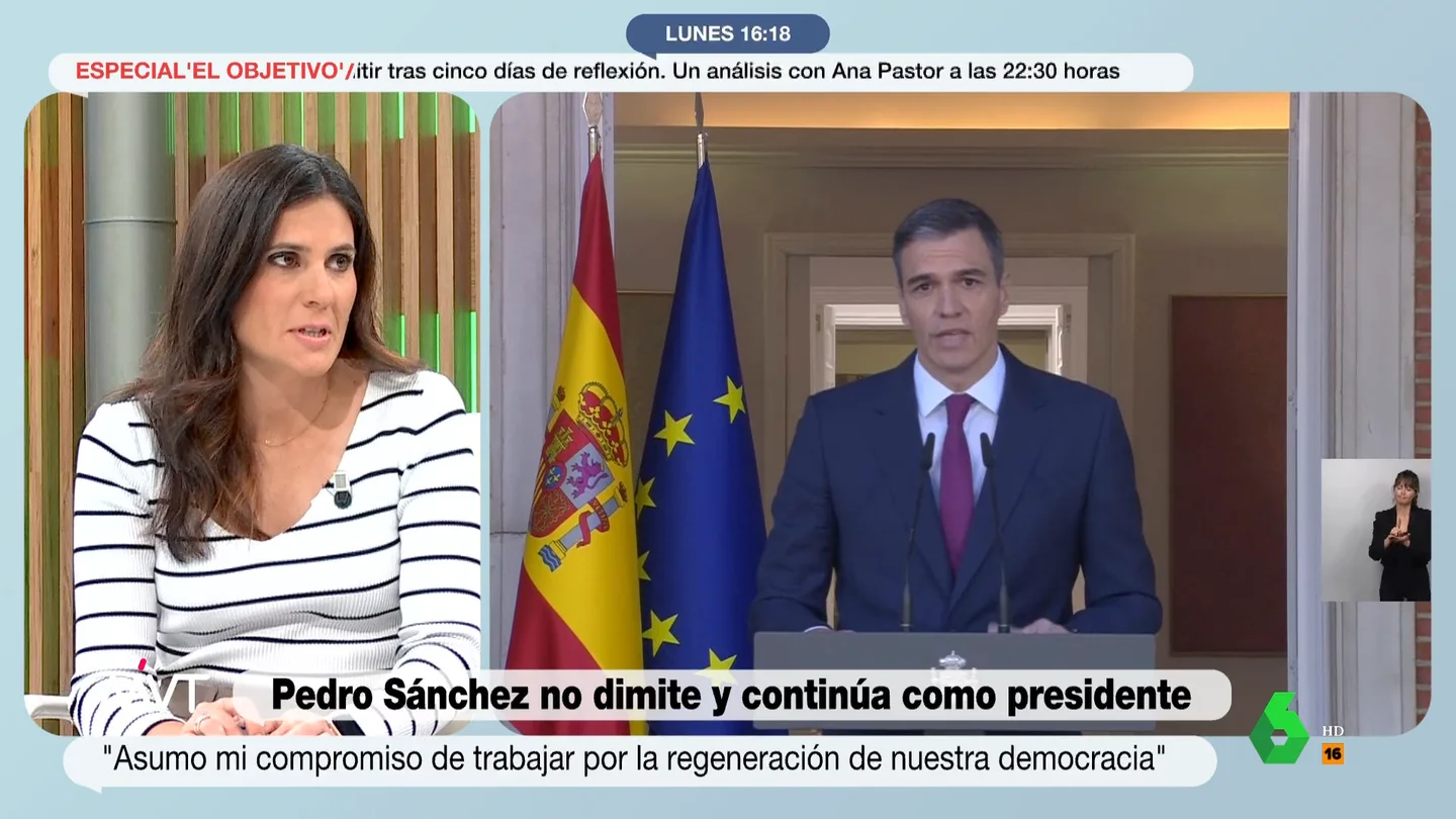 MVT María Llapart desvela la reacción del PSOE al anuncio de Pedro Sánchez: "Ha demostrado que no es un robot" MVT María Llapart desvela la reacción del PSOE al anuncio de Pedro Sánchez: "Ha demostrado que no es un robot"