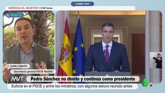 Juan Lobato defiende el diálogo con el PP tras la decisión de Sánchez "Nadie está en el bloque de pisos insultándose con el vecino porque no se ponen de acuerdo el día que se saca la basura", comenta Juan Lobato, que en este vídeo analiza la situación de la política española tras la decisión de Pedro Sánchez.