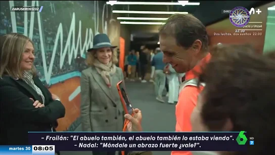 La videollamada de Froilán a Rafa Nadal tras su partido: "Sufrimos desde Abu Dabi. El abuelo lo estaba viendo" La videollamada de Froilán a Rafa Nadal tras su partido: "Sufrimos desde Abu Dabi. El abuelo lo estaba viendo"