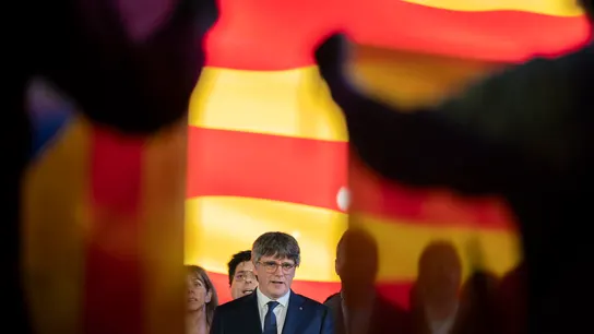 El candidato de Junts per Catalunya, Carles Puigdemont, en un acto de campaña de la formación celebrado el pasado uno de mayo en Argelès-sur-Mer (Francia). El candidato de Junts per Catalunya, Carles Puigdemont, en un acto de campaña de la formación celebrado el pasado uno de mayo en Argelès-sur-Mer (Francia).