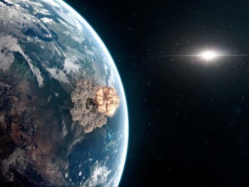 Asteroide impactando contra la Tierra