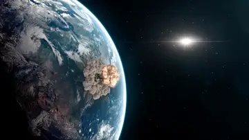 Asteroide impactando contra la Tierra