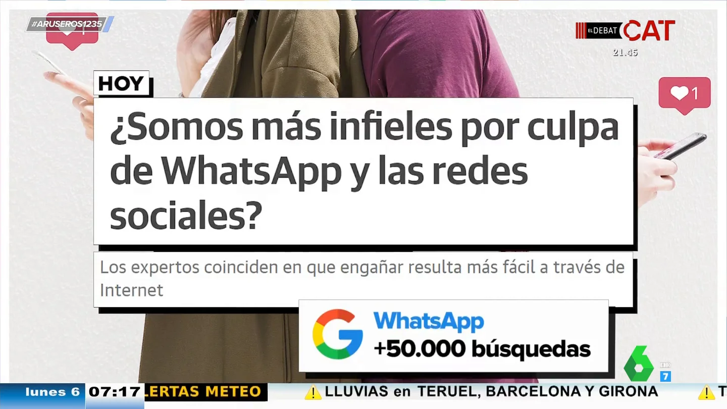 Alfonso Arús, sobre el estudio que afirma que las redes sociales aumentan las infidelidades: "No lo podremos demostrar nunca" Alfonso Arús, sobre el estudio que afirma que las redes sociales aumentan las infidelidades: "No lo podremos demostrar nunca"