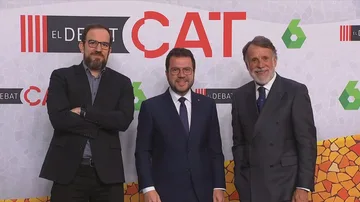 Pere Aragonès (ERC), junto a César González y José Creuheras en 'El Debat'