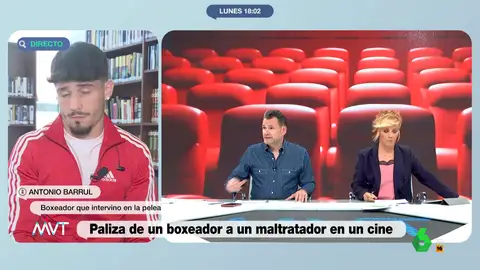 "Veo que sobre todo le golpeas en la espalda, pero en ningún momento en la cara ni en otra parte sensible, lo que tratas es de que se tire al suelo", comenta en este vídeo Iñaki López al boxeador Antonio Barrul durante su entrevista en Más Vale Tarde.