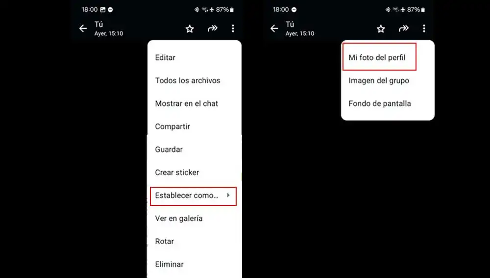 Estableciendo como foto de perfil Estableciendo como foto de perfil