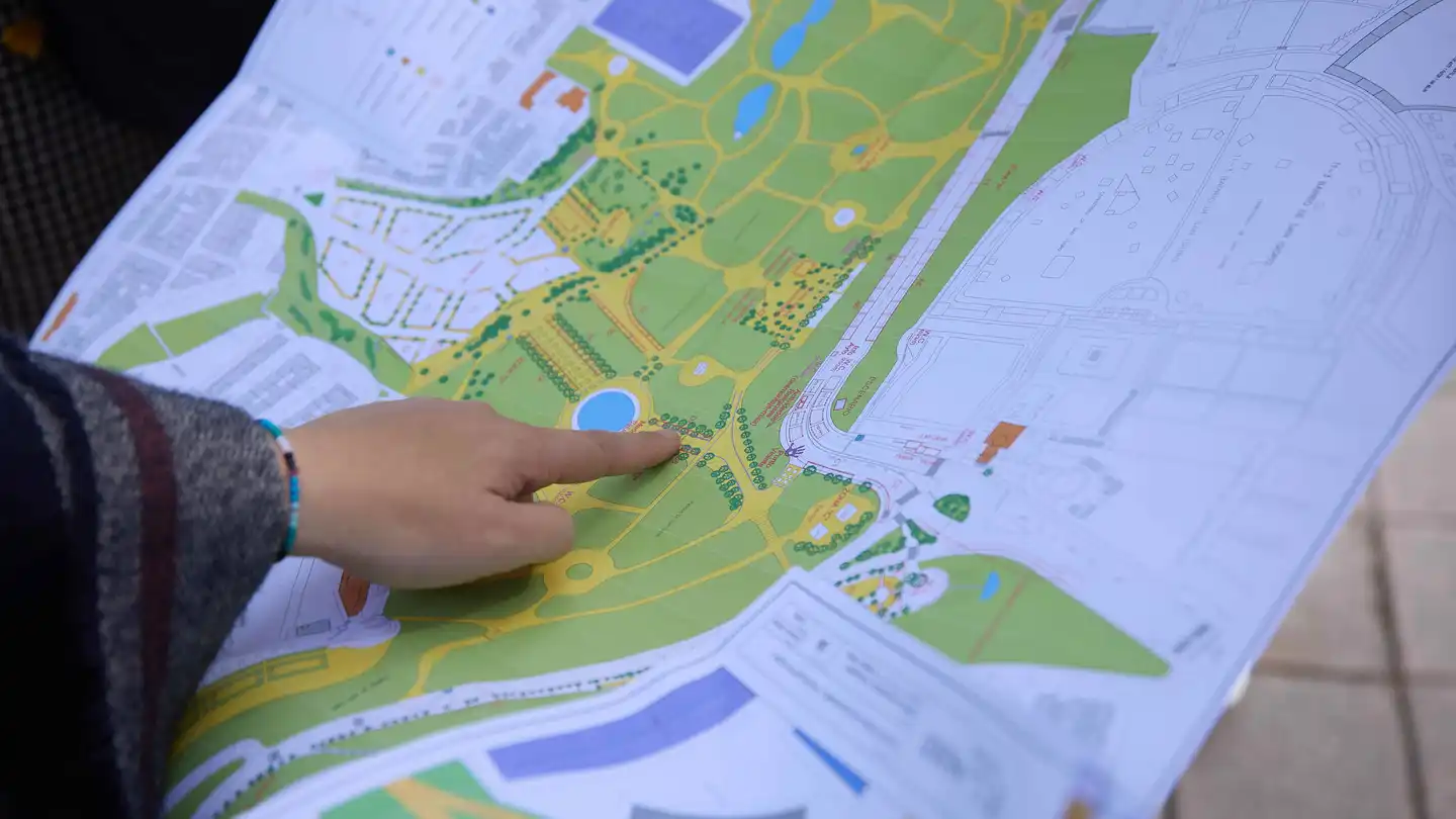 Mapa de la pradera de San Isidro, a 3 de mayo de 2024, en Madrid (España) Mapa de la pradera de San Isidro, a 3 de mayo de 2024, en Madrid (España)
