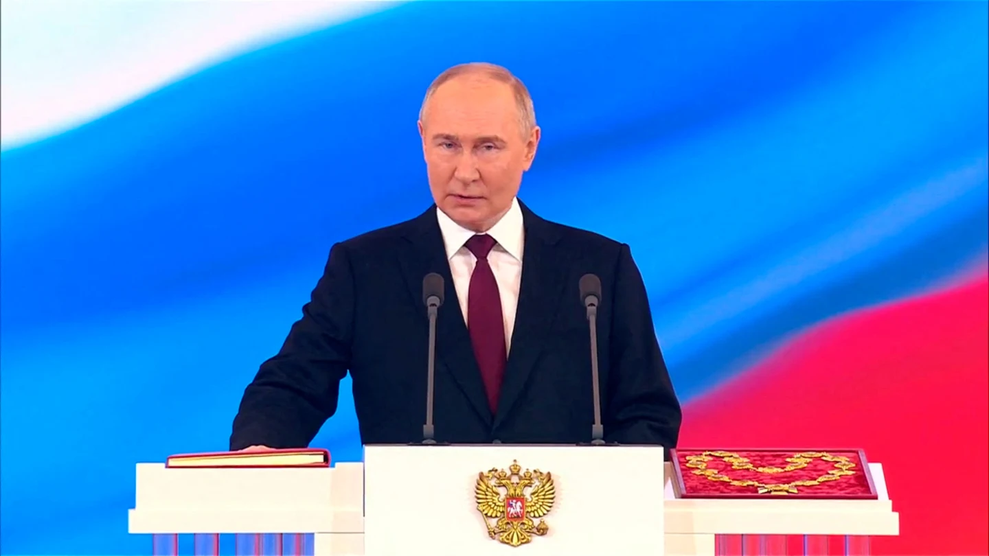 El presidente ruso Vladímir Putin, en la ceremina de jura de su cargo, el 7 de mayo de 2024. El presidente ruso Vladímir Putin, en la ceremina de jura de su cargo, el 7 de mayo de 2024.