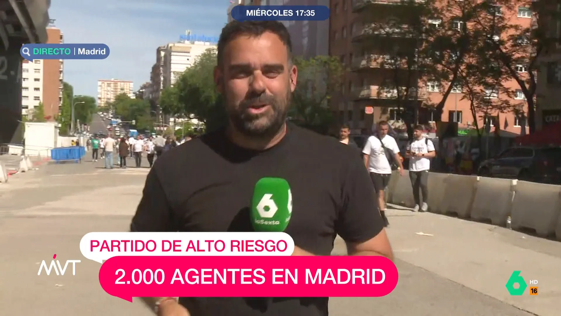 Más Vale Tarde conecta con Javier Bastida, que desde los alrededores del Santiago Bernabéu, donde hoy el Real Madrid disputa las semifinales de la Champions League, analiza el operativo de seguridad organizado en torno al partido.
