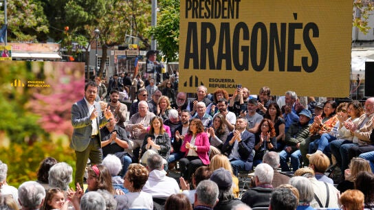 El presidente de la Generalitat y candidato de ERC a la reelecci&oacute;n, Pere Aragon&egrave;s, en Pineda de Mar