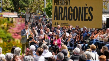 El presidente de la Generalitat y candidato de ERC a la reelección, Pere Aragonès, en Pineda de Mar