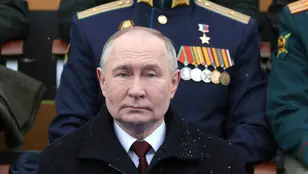 El presidente ruso, Vladímir Putin, durante el desfile del Día de la Victoria en la Plaza Roja de Moscú