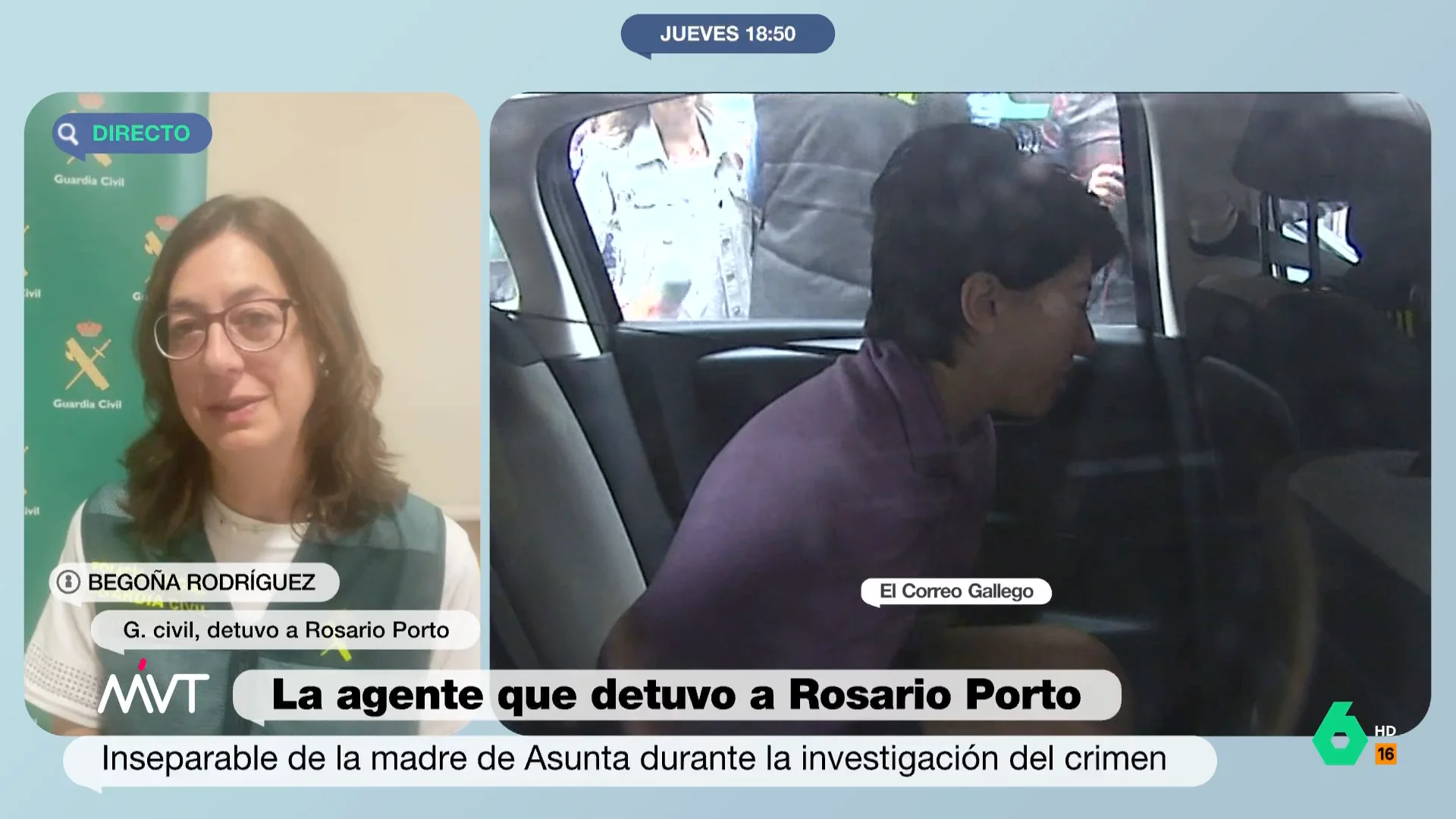 Más Vale Tarde entrevista en este vídeo a Begoña Rodríguez, la Guardia Civil que detuvo a Rosario Porto por el asesinato de Asunta. Sobre sus conversaciones con ella, recuerda que "Había aspectos del hecho que no quería tocar en ningún momento".