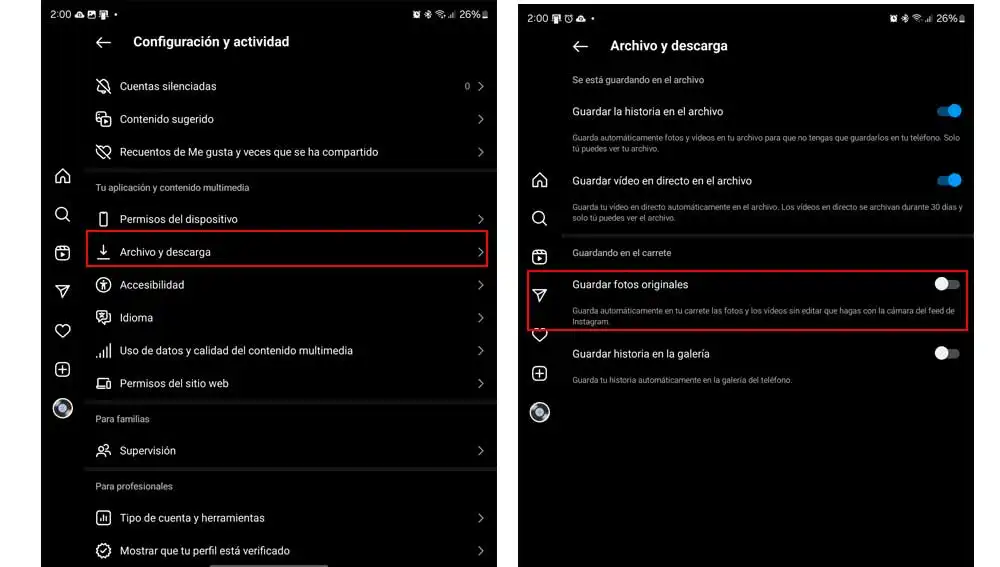 Guardando fotos originales de Instagram Guardando fotos originales de Instagram