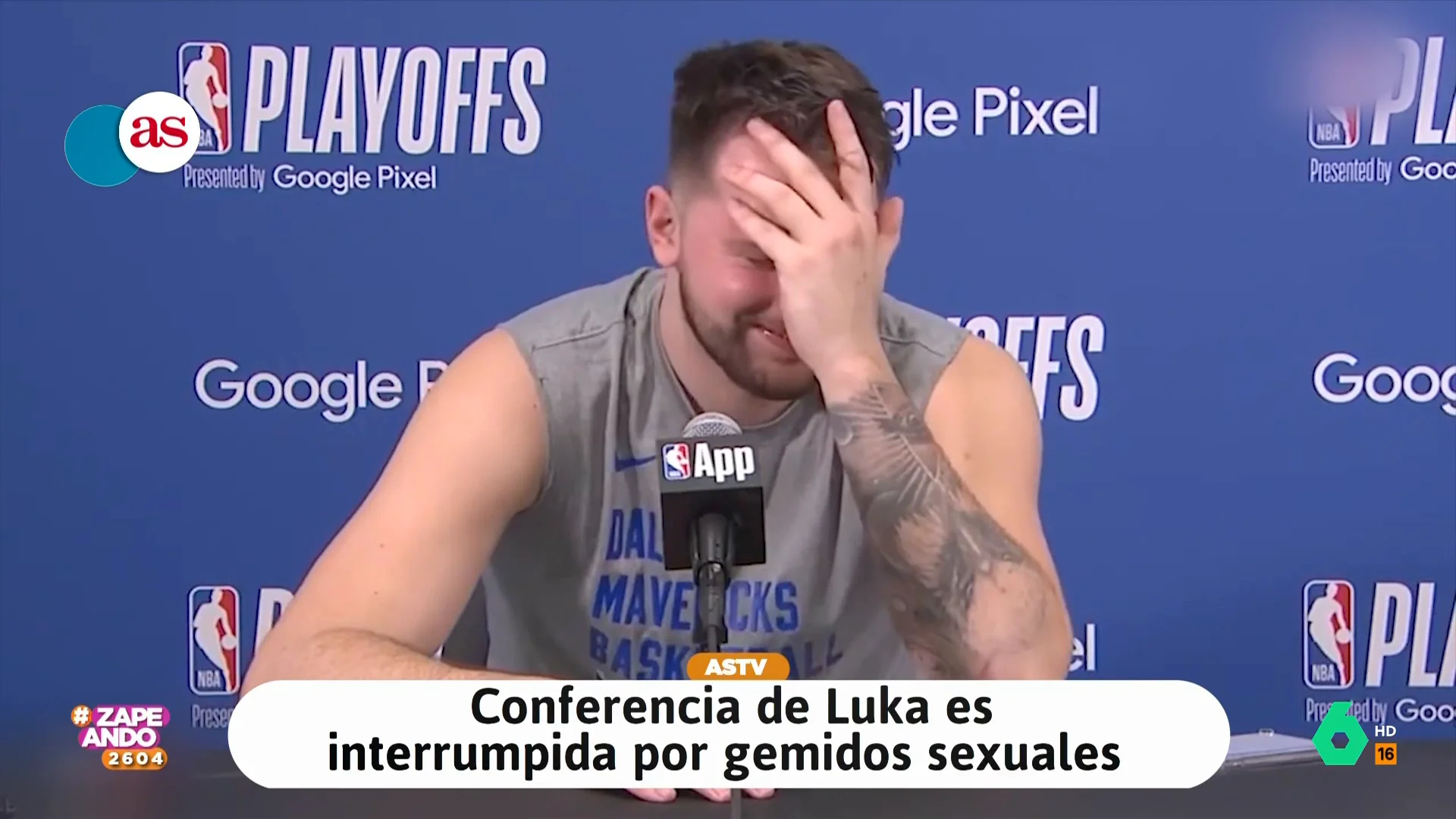 Luka Dončić alucina cuando unos gemidos sexuales interrumpen su rueda de prensa: "Espero que no sea en directo"